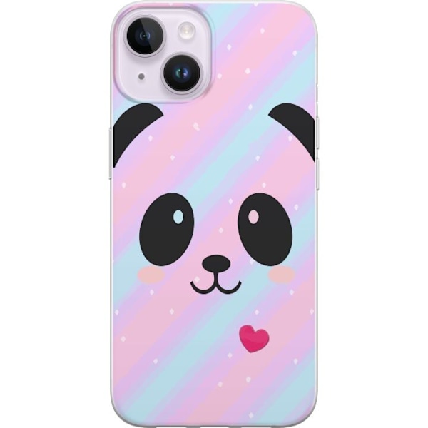 Apple iPhone 15 Plus Genomskinligt Skal Regnbåge Panda