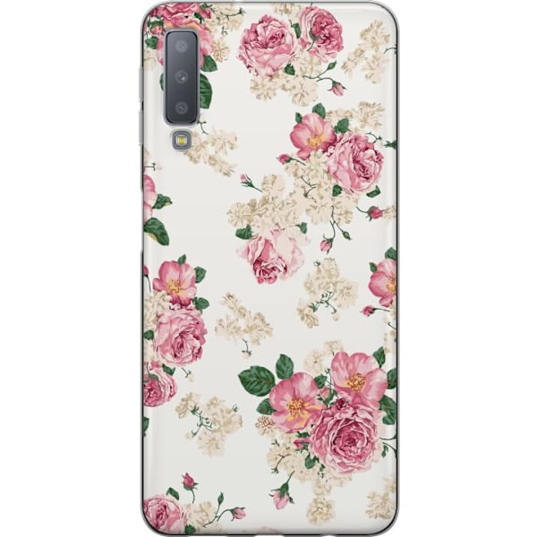 Samsung Galaxy A7 (2018) Genomskinligt Skal Retro Blommor