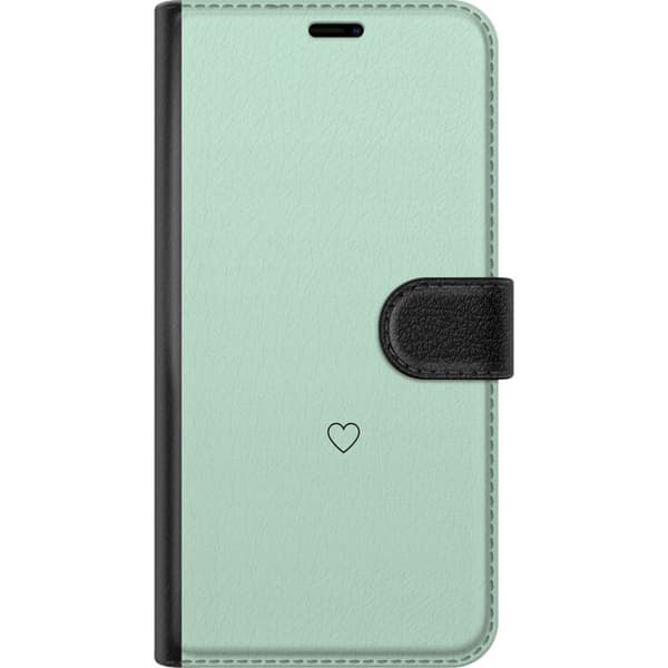 Kompatibel Tegnebogsetui til Apple iPhone 17 Minimalistisk sort hjerte på ensfarvet mintgrøn baggrund grøn
