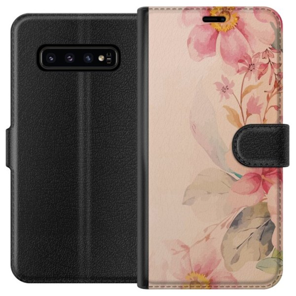 Samsung Galaxy S10 Plånboksfodral Färgglada Blommor