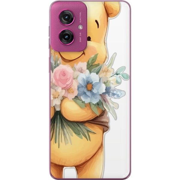 Motorola Moto G55 Gjennomsiktig deksel Nalle Puh med blomster
