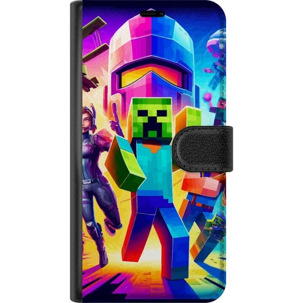 Kompatibel Tegnebogsetui til Apple iPhone 13 mini Fortnite vs Minecraft