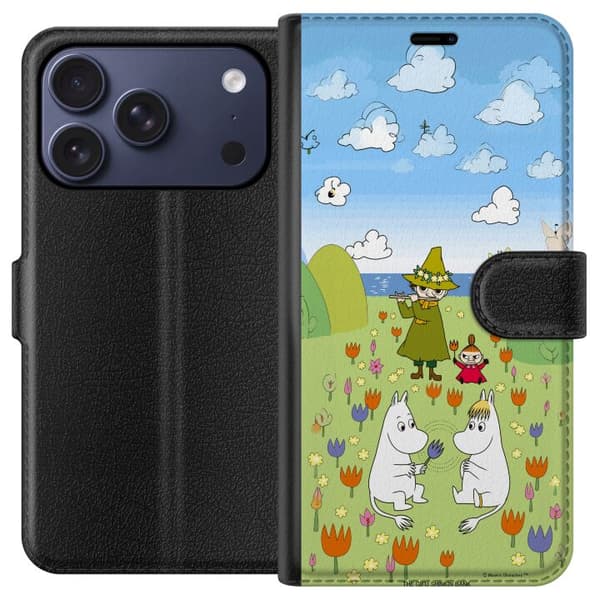 Kompatibel Tegnebogsetui til Apple iPhone 17 Pro Mumin i blomsteräng grøn