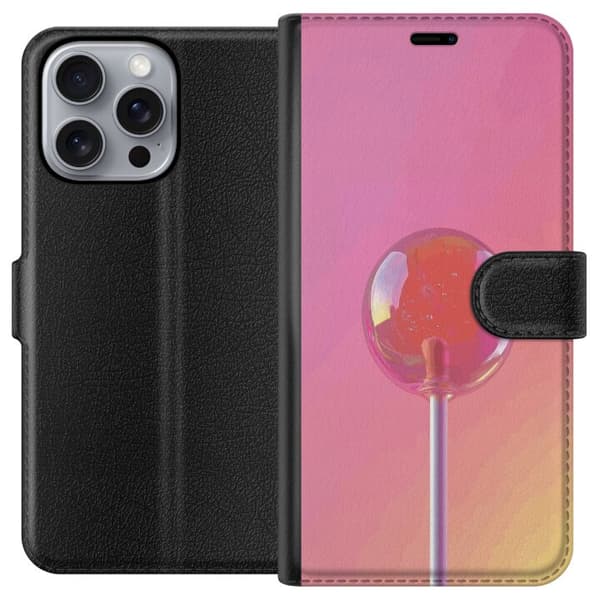 Kompatibel Tegnebogsetui til Apple iPhone 16 Pro Max Blank lyserød pinde mod blød pastelbaggrund pink