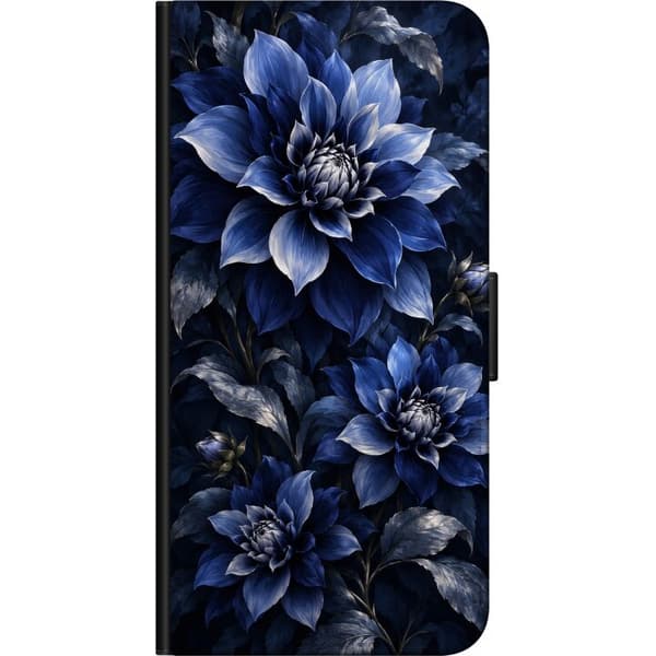 Kompatibel Tegnebogsetui til Huawei P smart 2019 Blå dahliaer blå