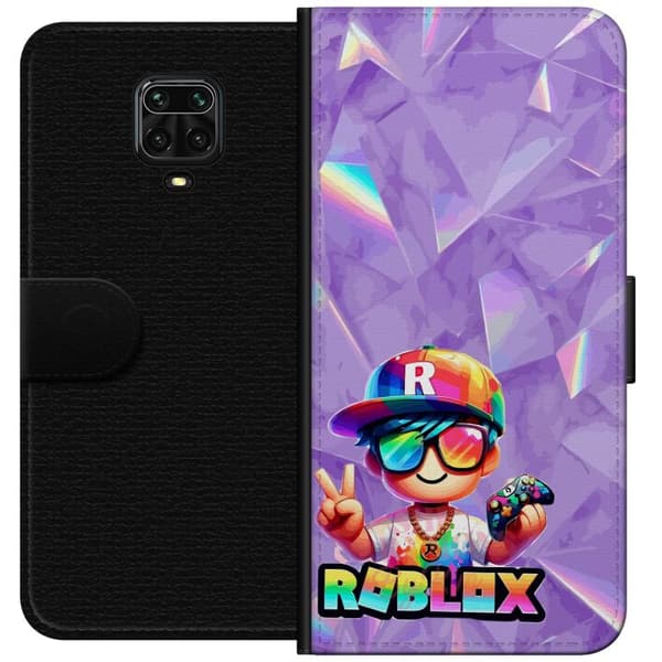 Kompatibel Tegnebogsetui til Xiaomi Redmi Note 9 Pro Farverig gamerfigur med spilcontroller, solbriller og regnbuedetaljer lilla