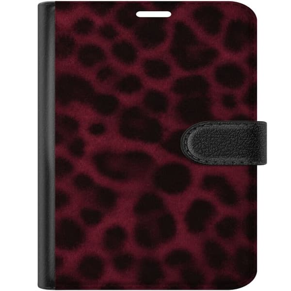 Kompatibelt Plånboksfodral till Apple iPhone Duo Vinröd leopard röd