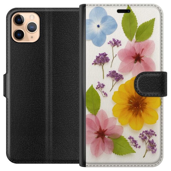 Apple iPhone 11 Pro Max Plånboksfodral Pressade blommor