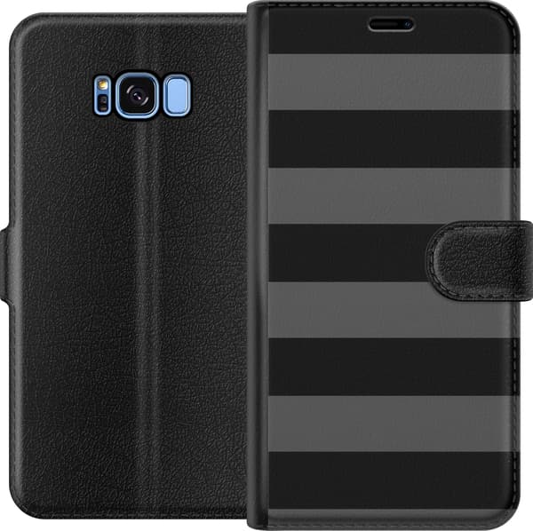 Kompatibelt Lommeboketui til Samsung Galaxy S8 Svartgrå striper svart