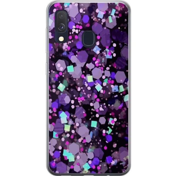 Samsung Galaxy A40 Gennemsigtig cover Lilla Glitter