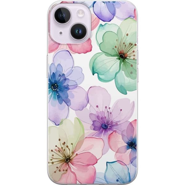 Kompatibel Mobilcover til Apple iPhone 14 Akvarelblomster i bløde pastelfarver