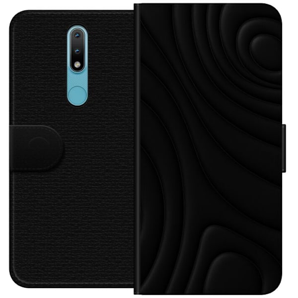 Nokia 2.4 Tegnebogsetui Sorte Bølger