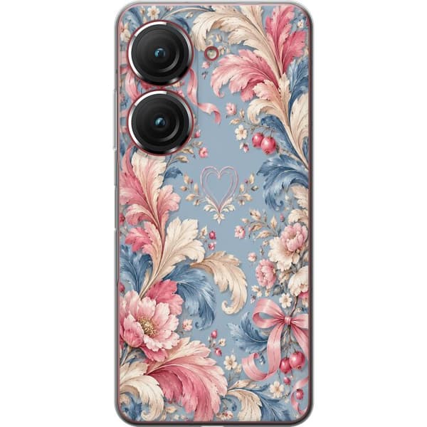 Kompatibelt Mobildeksel til Asus Zenfone 9 Blomsterornament blå
