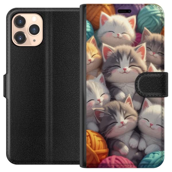 Kompatibelt Lommeboketui til Apple iPhone 11 Pro Sovande kattungar beige