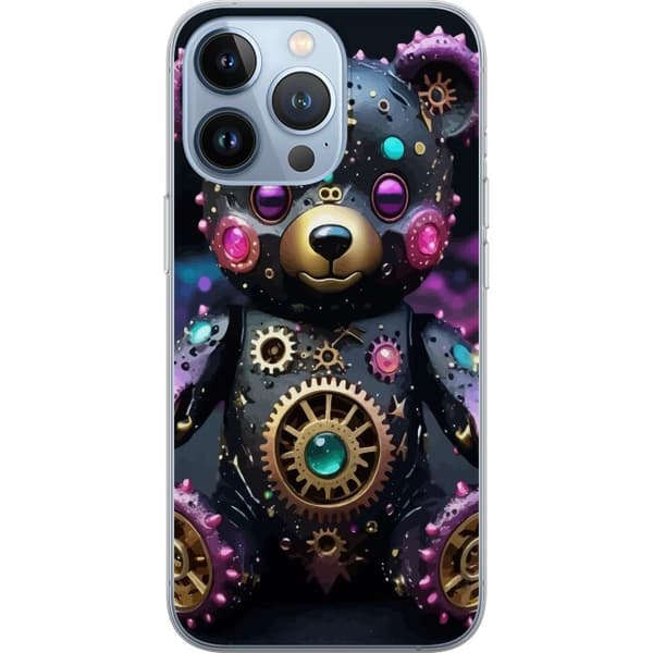 Kompatibelt Mobildeksel til Apple iPhone 13 Pro Steampunk-bamse med tannhjul og neondetaljer