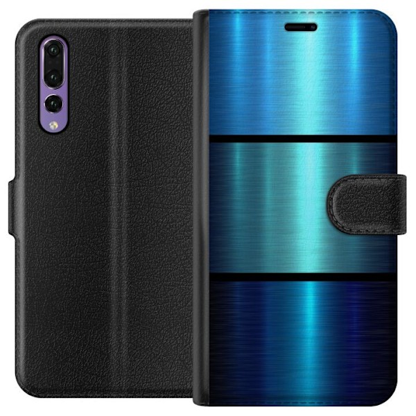 Huawei P20 Pro Tegnebogsetui Blå Metallic Striber