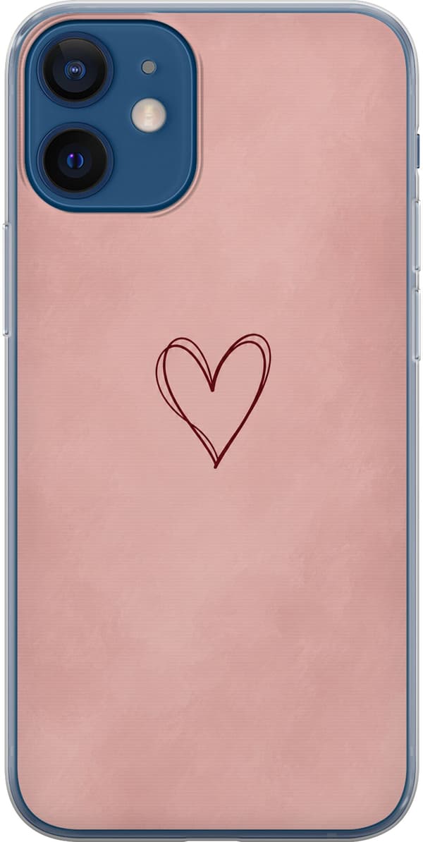 Kompatibelt Mobilskal till Apple iPhone 12 Rosa hjärta rosa
