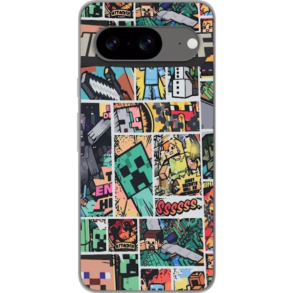 Google Pixel 8 Läpinäkyvä kuori Minecraft Taide