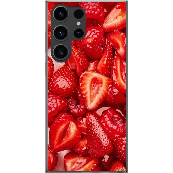 Samsung Galaxy S24 Ultra Genomskinligt Skal Jordgubbsmönster – sött motiv med sommarkänsla