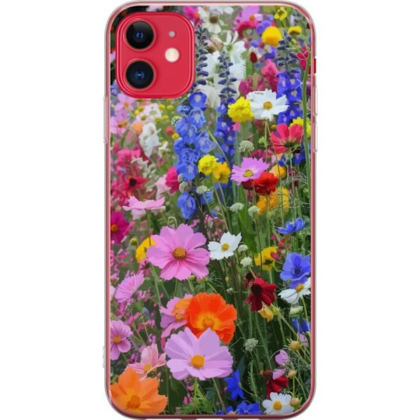 Apple iPhone 11 Läpinäkyvä kuori Kukkakuvioinen mobiilikuori kesäisellä niityllä ja luontomaisemalla