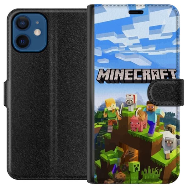 Kompatibel Tegnebogsetui til Apple iPhone 12 mini Minecraft Creeper-blok pixel retrospil