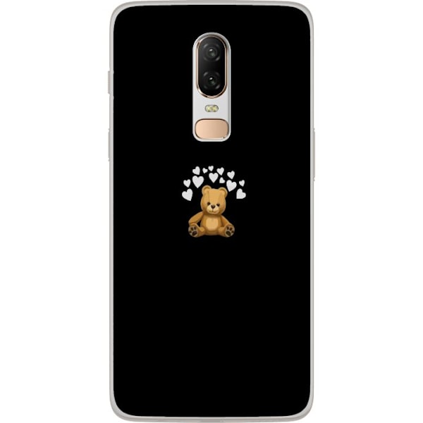 OnePlus 6 Genomskinligt Skal Teddybjörn hjärta