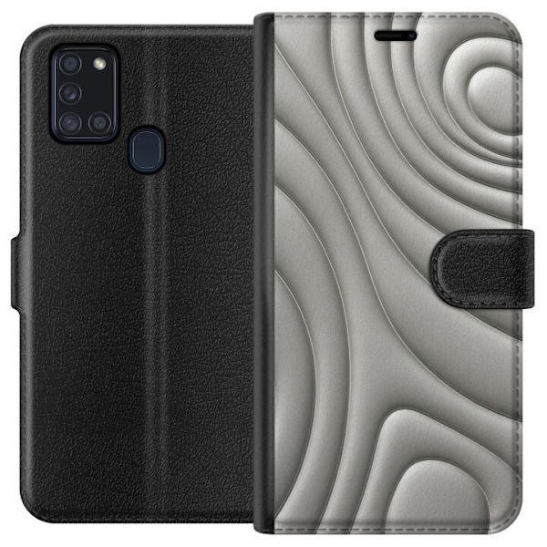 Samsung Galaxy A21s Plånboksfodral Silver Waves