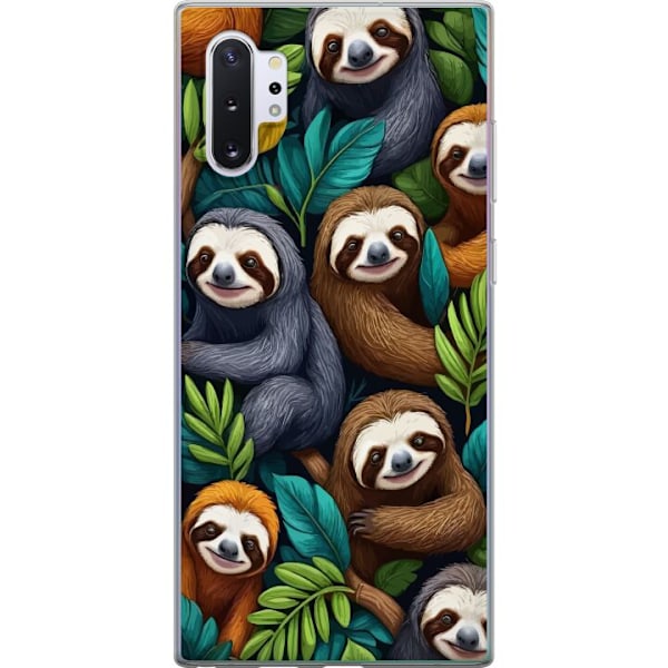 Samsung Galaxy Note10+ Gennemsigtig cover Sengångarstil - afslappet motiv med sød dovendyr