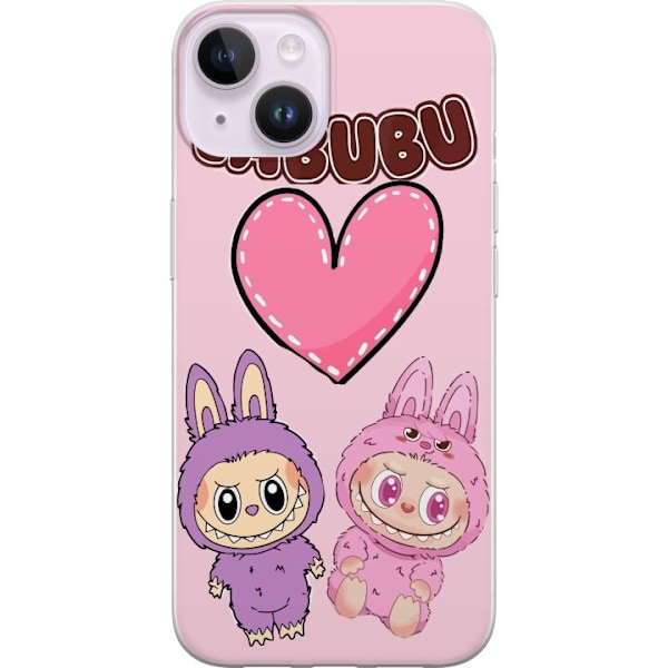 Apple iPhone 15 Plus Läpinäkyvä kuori Labubu Pink Monster