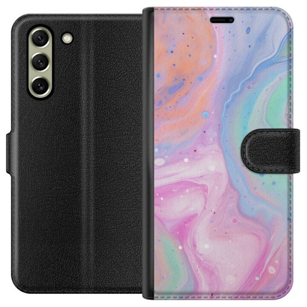 Samsung Galaxy S21 FE 5G Tegnebogsetui Pastelmarmor