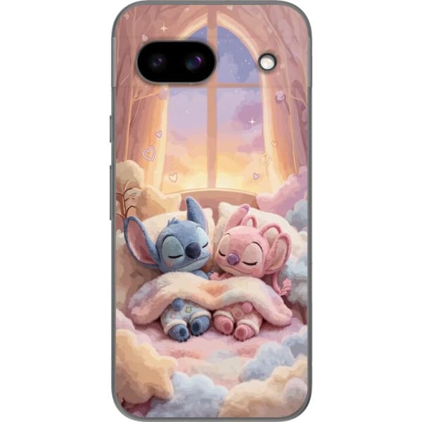 Kompatibelt Mobilskal till Google Pixel 8a Sovande blå och rosa figurer i mysig pastellmiljö rosa