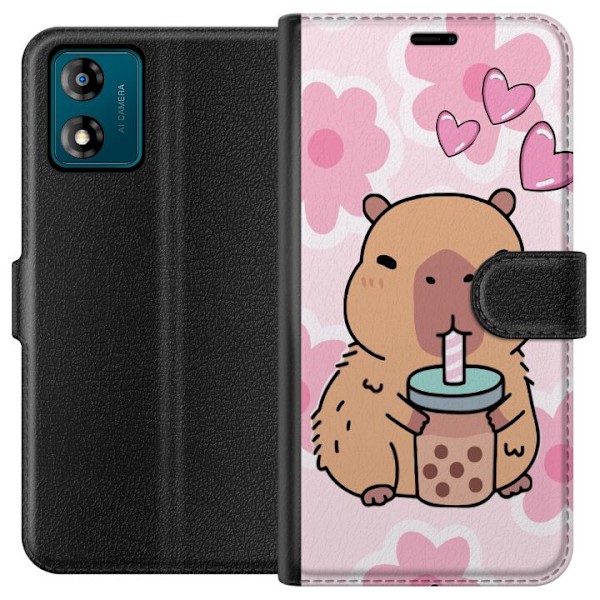 Motorola Moto E13 Lompakkokotelo Kawaii Capybara Sydän Anime-