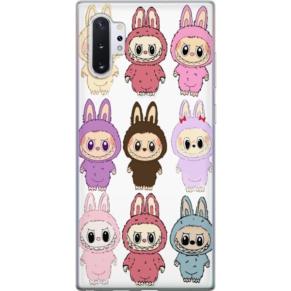 Samsung Galaxy Note10+ Genomskinligt Skal Labubu Pink Monster – Popkonst med Kawaii-touch