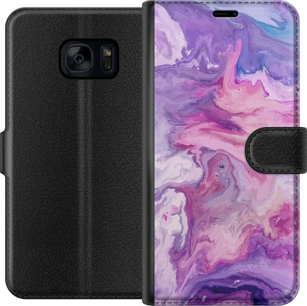 Kompatibel Tegnebogsetui til Samsung Galaxy S7 Marmor Lilla