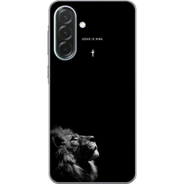 Kompatibel Mobilcover til Samsung Galaxy A36 Lejon med Jesus is King citat sort