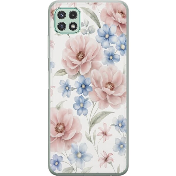 Samsung Galaxy A22 5G Genomskinligt Skal Romantiska blommor