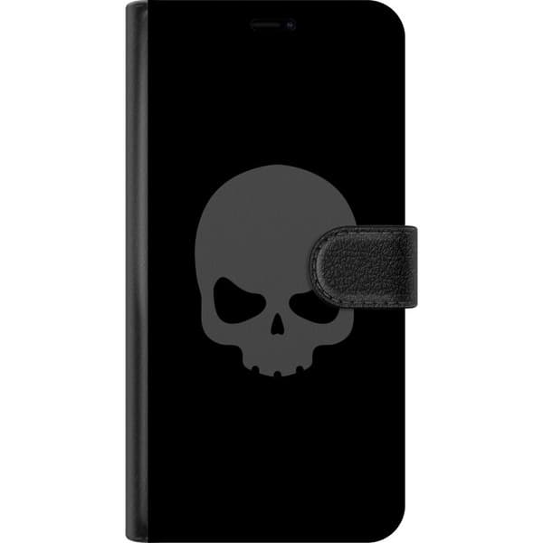 Kompatibel Tegnebogsetui til OnePlus 8T Enkel dødningehoved i grå tone mod sort baggrund, elegant og moderne design