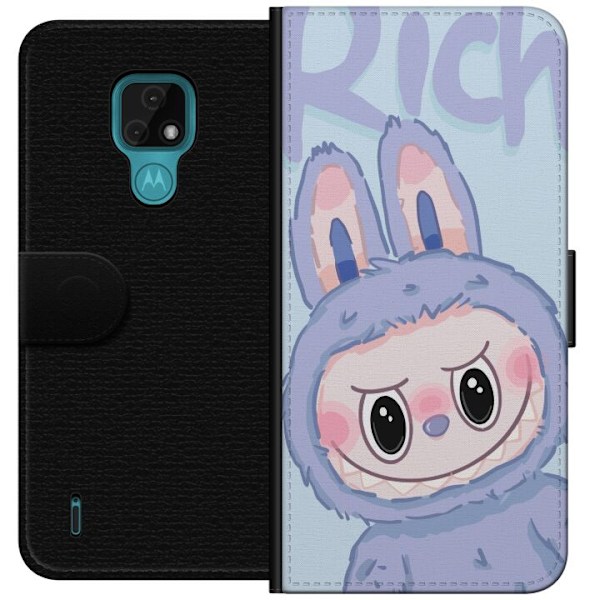 Motorola Moto E7 Tegnebogsetui Blå Kanin Labubu