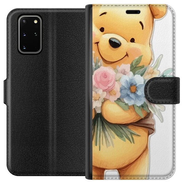 Samsung Galaxy S20+ Plånboksfodral Nalle Puh med blommor – klassisk barnfavorit i blommande vårmiljö