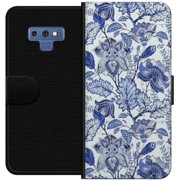 Samsung Galaxy Note9 Lommeboketui Blomster Blå...