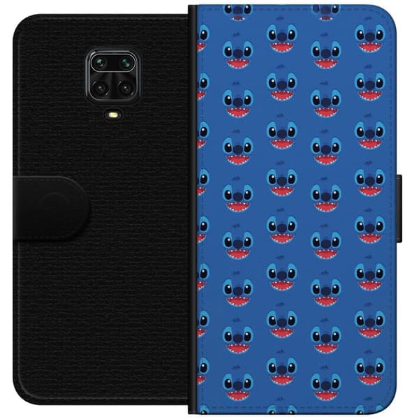 Kompatibel Tegnebogsetui til Xiaomi Redmi Note 9 Pro Sømløst mønster med Stitch ansigter på blå baggrund blå