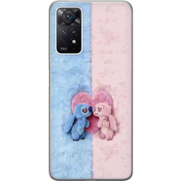 Kompatibel Mobilcover til Xiaomi Redmi Note 11 Pro Søde blå og lyserøde figurer foran et stort lyserødt hjerte pink