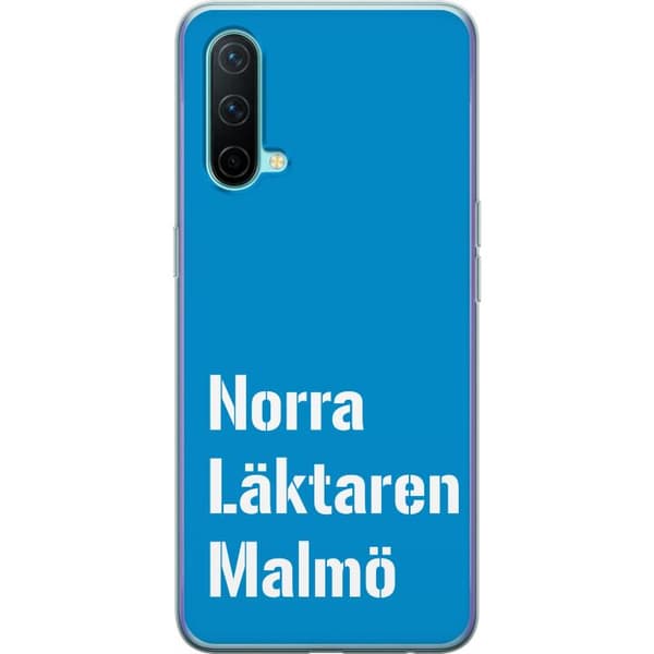 Kompatibelt Mobildeksel til OnePlus Nord CE 5G Minimalistisk blå tekstdesign med Malmö-tema og moderne typografisk stil blå