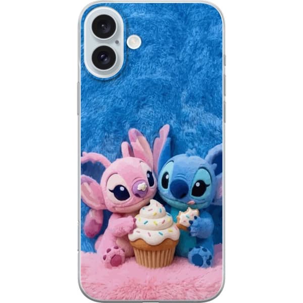 Kompatibel Mobilcover til Apple iPhone 16 Plus Søde blå og lyserøde figurer med stor cupcake og krymmel pink