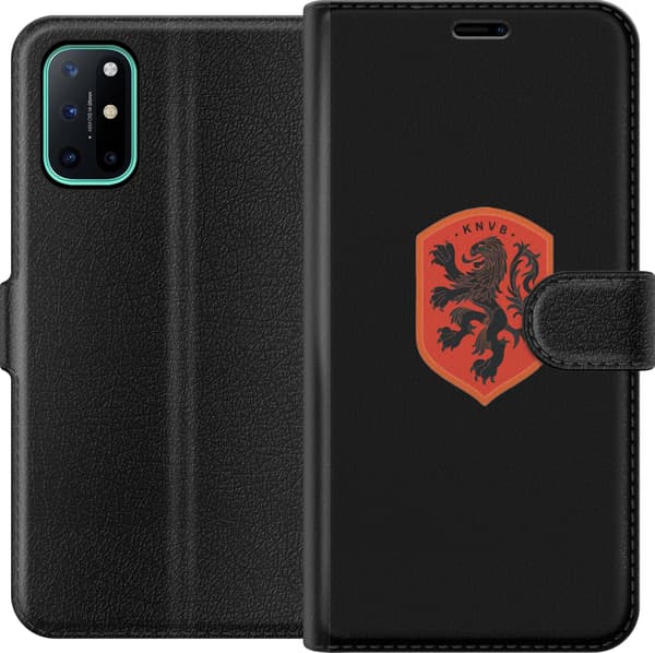 Kompatibel Tegnebogsetui til OnePlus 8T Orange skjold med sort heraldisk løve mod sort baggrund sort