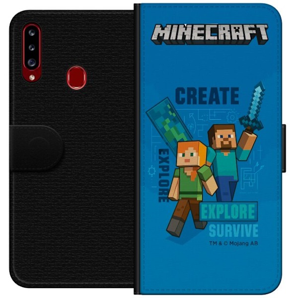 Samsung Galaxy A20s Lompakkokotelo Minecraft Luolastot