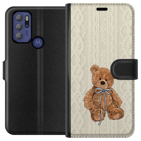 Motorola Moto G60S Tegnebogsetui Lille Teddy – klassisk teddy i enkel design