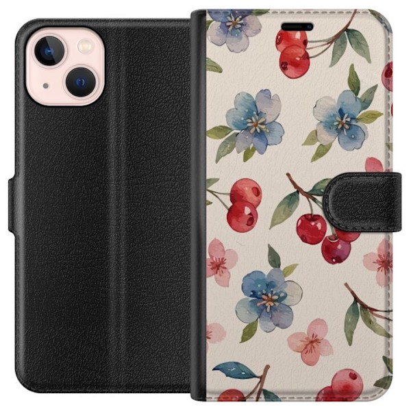 Apple iPhone 13 mini Tegnebogsetui Bær & Blomster - mønster
