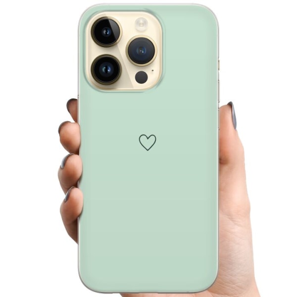 Apple iPhone 15 Pro TPU Mobilcover Hjerte Grøn