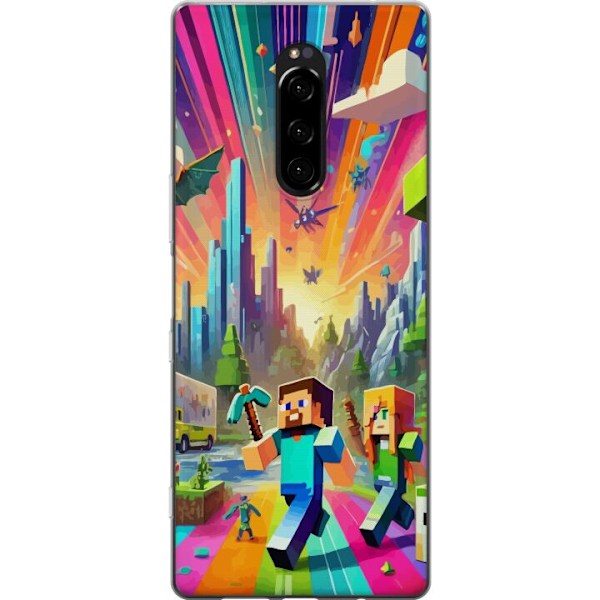 Sony Xperia 1 Gennemsigtig cover Fortnite vs Minecraft